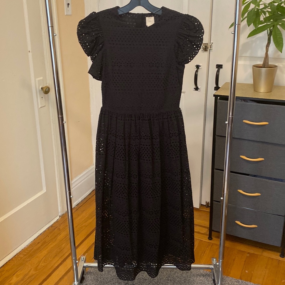 H&M black summer cotton dress. Size 0. In good condition. Midi length